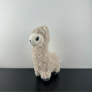 H&M Home Llama Alpaca Beige Gray Fluffy Curly Fur Eyelashes Stuffed Plush 8" Toy